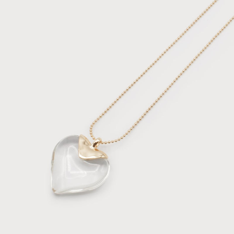 CARACOL // 1442-GLD GLASS HEART NECKLACE