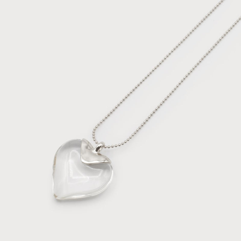 CARACOL // 1442-SLV GLASS HEART NECKLACE