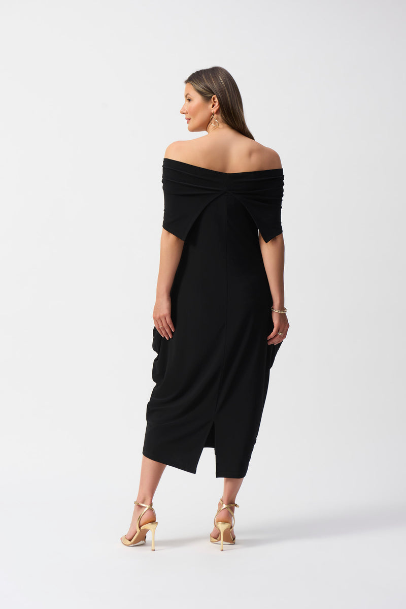 joseph ribkoff off the shoulder dress JOSEPH RIBKOFF 243743 OFF SHOULDER BELTED MIDI DRESS