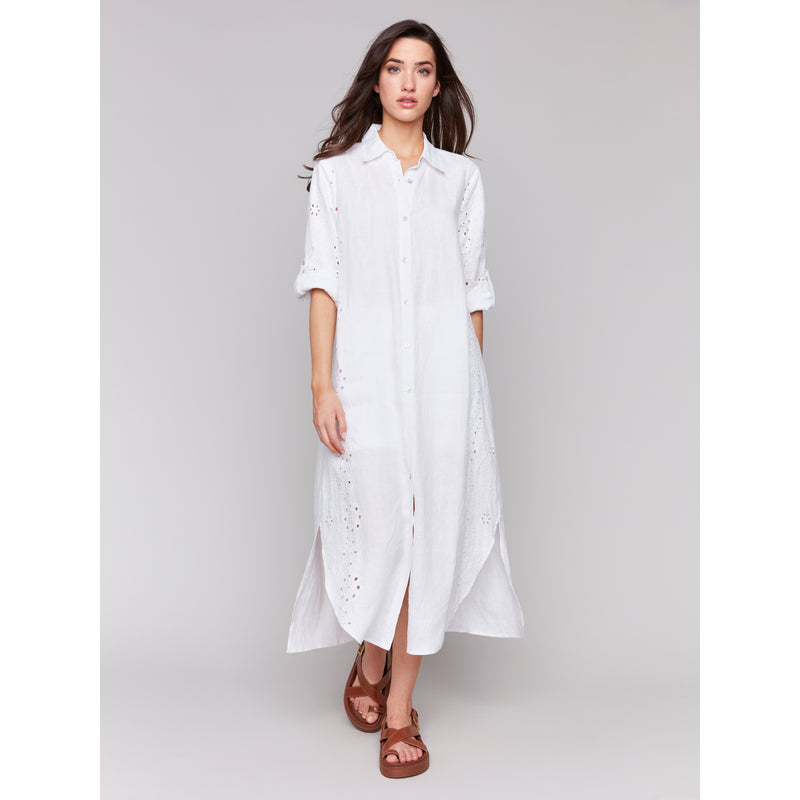 CHARLIE B // 3106E LINEN EYELET DRESS