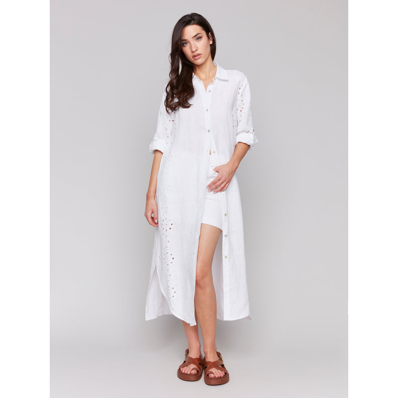 CHARLIE B // 3106E LINEN EYELET DRESS