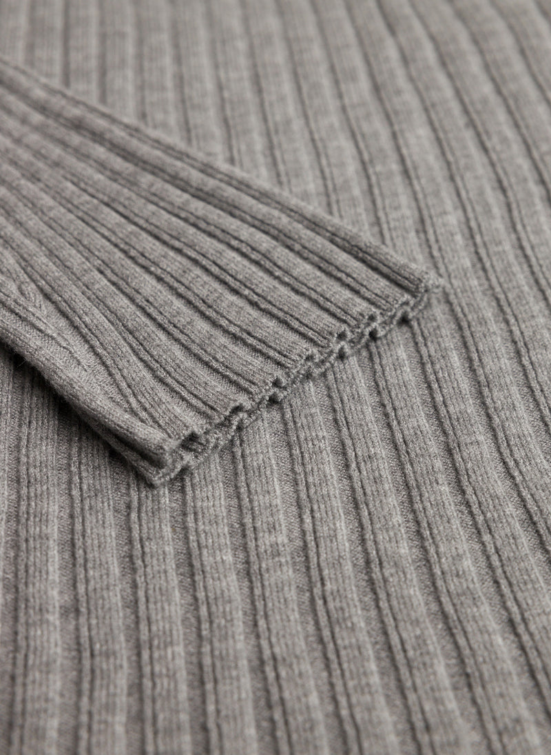 YEST // 0004803 PIETERKE RIBBED SWEATER LIGHT GREY MELANGE