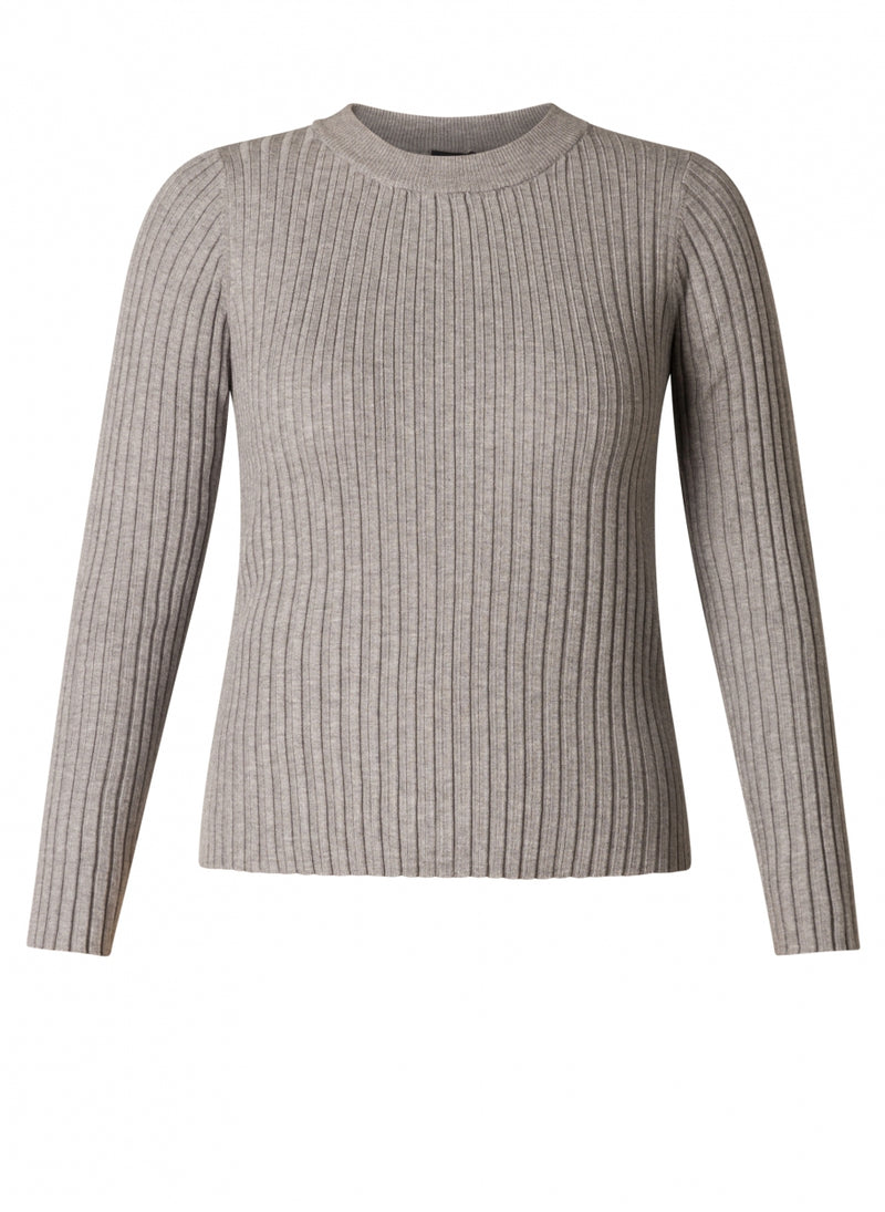 YEST // 0004803 PIETERKE RIBBED SWEATER LIGHT GREY MELANGE