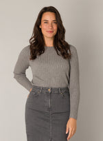 YEST // 0004803 PIETERKE RIBBED SWEATER LIGHT GREY MELANGE