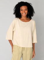 YEST //  0005247 SALONI DROP SHOULDER TOP BLEACHED SAND