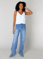 YEST //  0005258 SANA STRAIGHT LEG JEANS DENIM STONE WASH BLUE