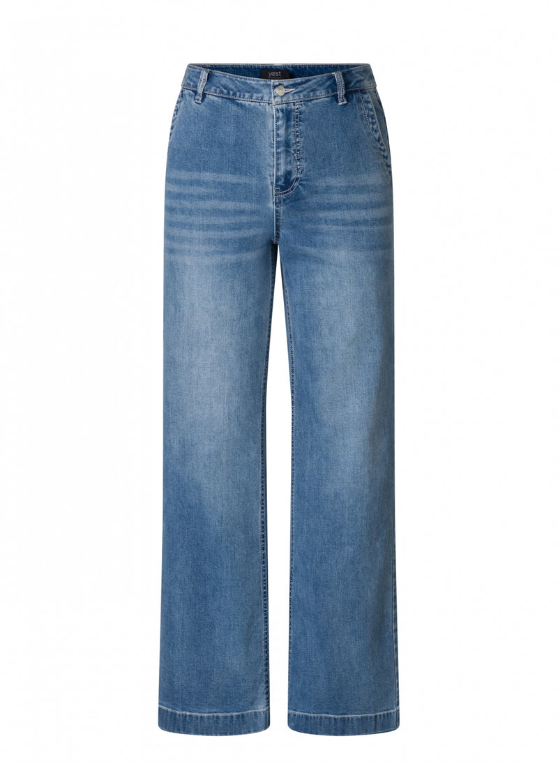 YEST //  0005258 SANA STRAIGHT LEG JEANS DENIM STONE WASH BLUE