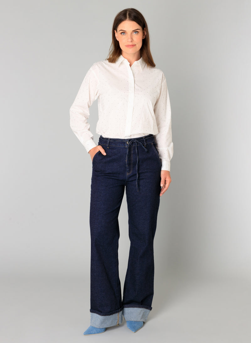 YEST //  0005678 BEATRIZ  WIDE LEG DENIM DARK RINSE