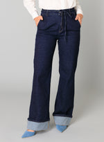 YEST //  0005678 BEATRIZ  WIDE LEG DENIM DARK RINSE