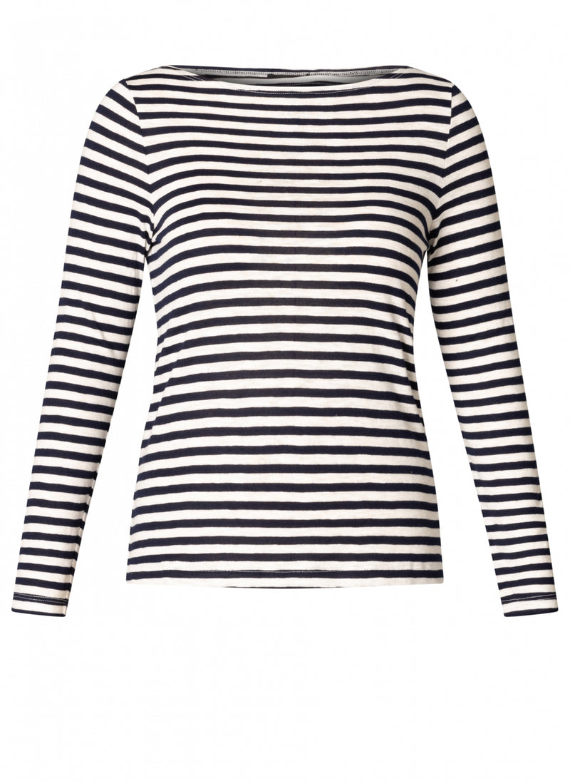 YEST // 0005767 BUNNY BOAT NECK TOP DARK NAVY/OFF WHITE