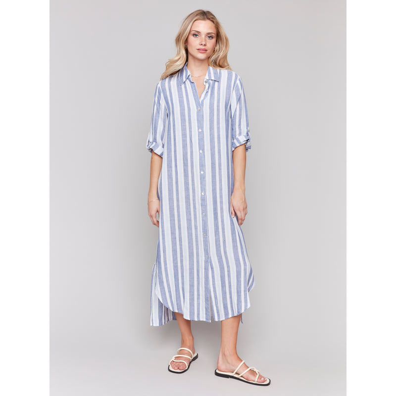 CHARLIE B // 3106RY PRINTED LINEN DRESS