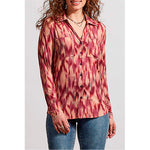 TRIBAL // 7747O BUTTON-UP BLOUSE RED PLUM