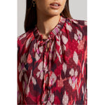 TRIBAL // 5310O PUFF SLEEVE BLOUSE RED PLUM