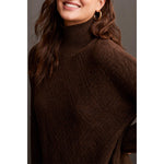 TRIBAL // 1528O MOCK NECK SWEATER COFFEE