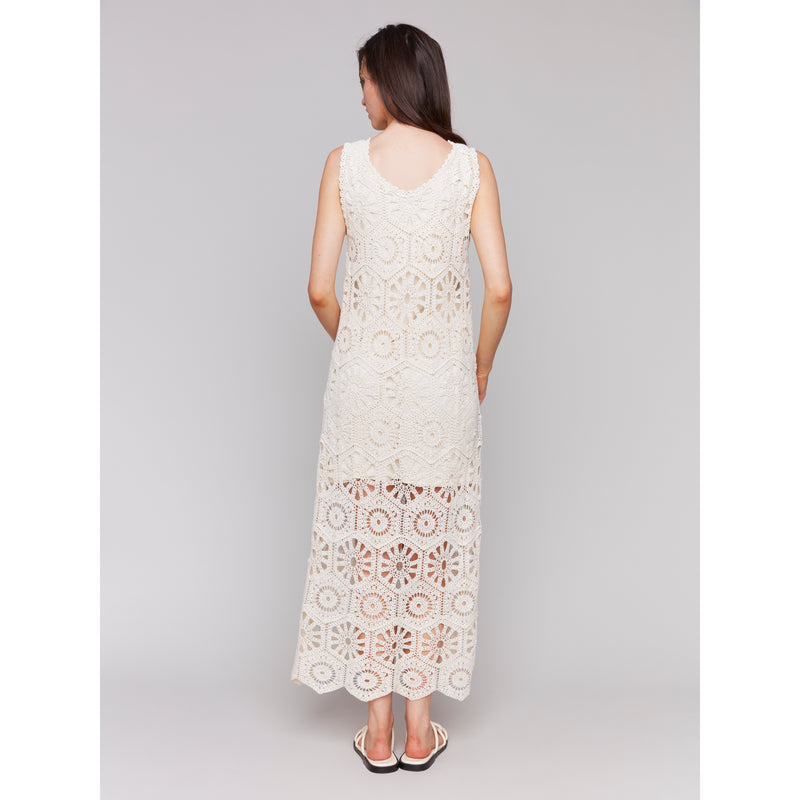 CHARLIE B // 3203 SLEEVELESS CROCHET MAXI DRESS