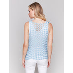 CHARLIE B // C4560 SLEEVELESS CROCHET TOP BLUEBELL