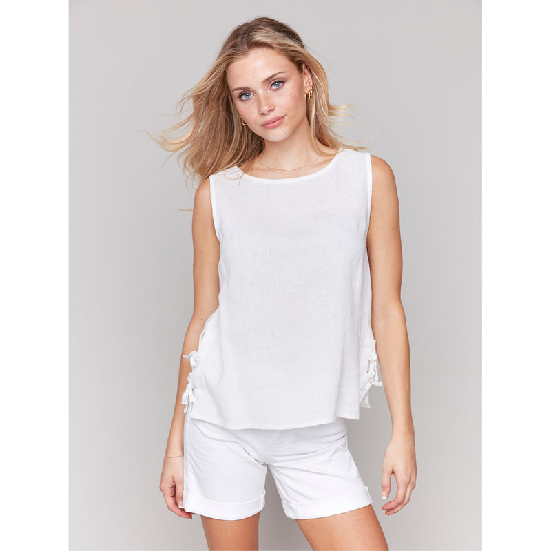 CHARLIE B // C4592 SLEEVELESS TOP WITH SIDE TIES