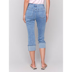 CHARLIE B // 5597 CROPPED JEANS WITH SNAP BUTTON-DETAIL