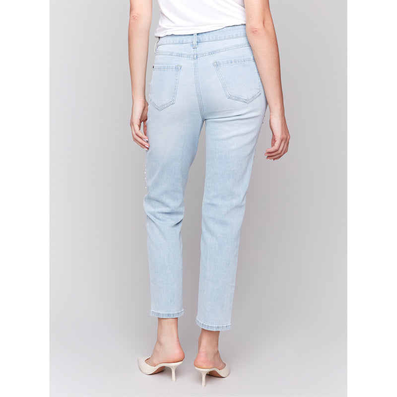 CHARLIE B // 5617 SLIM LEG JEAN WITH PEARL DETAIL