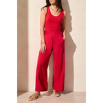 TRIBAL // 2154O PULL-ON PANT WITH HEM VENT CHERRY