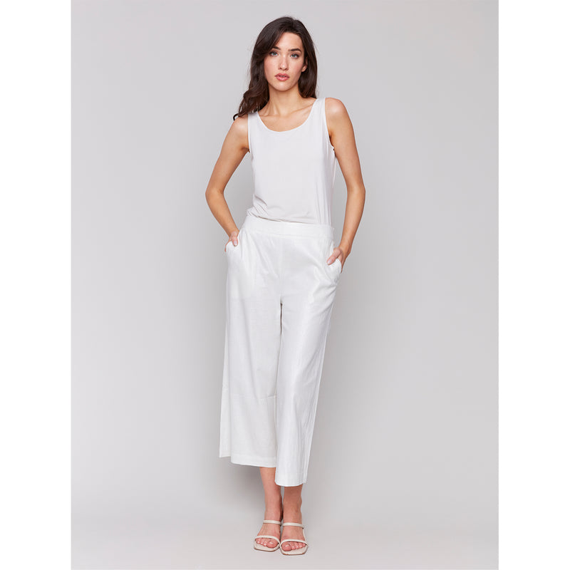 CHARLIE B // 5648F PULL-ON LINEN STRETCH PANTS