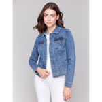 CHARLIE B // 6233X JEAN JACKET WITH FRAYED EDGES