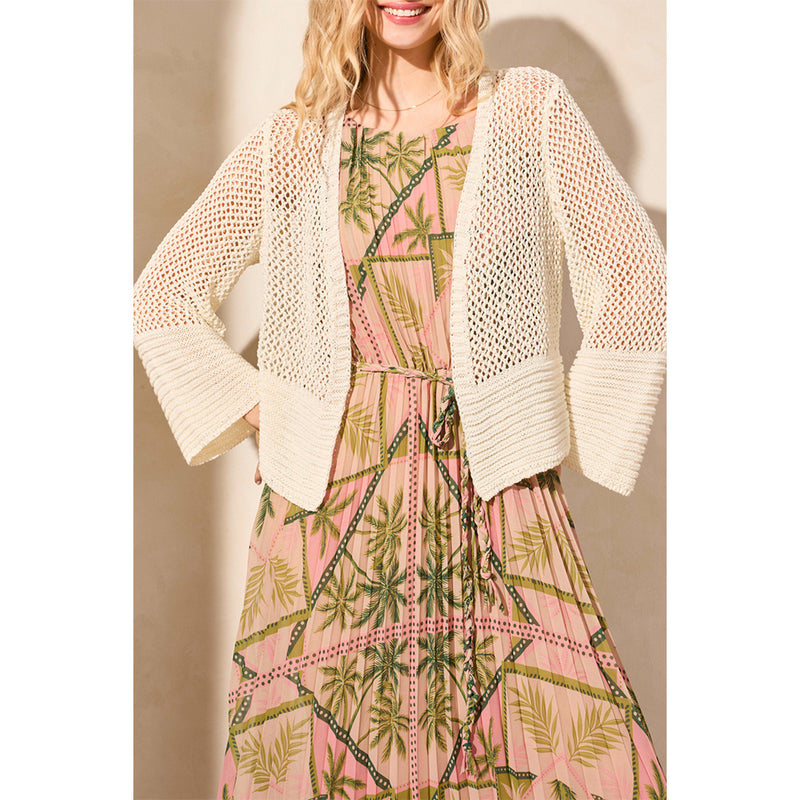 TRIBAL // 5758O OPEN STITCH CARDIGAN COCOMILK