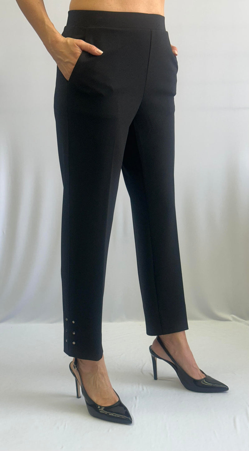 SOFT WORKS // STRETCH CREPE 105206 PULL-ON ANKLE PANT WITH RIVETS