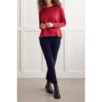TRIBAL // 1457O CREW NECK SWEATER WITH BUTTONS TIBETAN RED