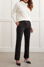 TRIBAL // 1538O FLY FRONT PANT WITH RAW EDGE DETAIL BLACK