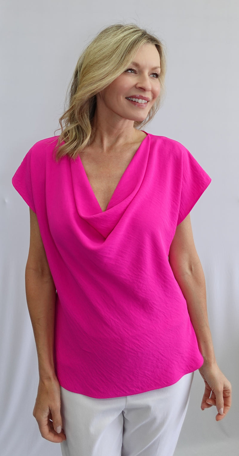 SOFT WORKS // AIR FLOW 202603 COWL NECK BLOUSE (4 COLOURS)