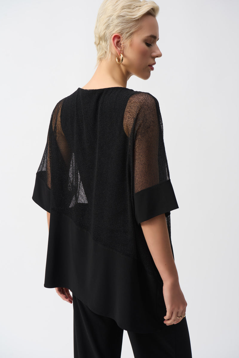 JOSEPH RIBKOFF // 251092 MESH SLEEVE ASYMMETRIC TOP