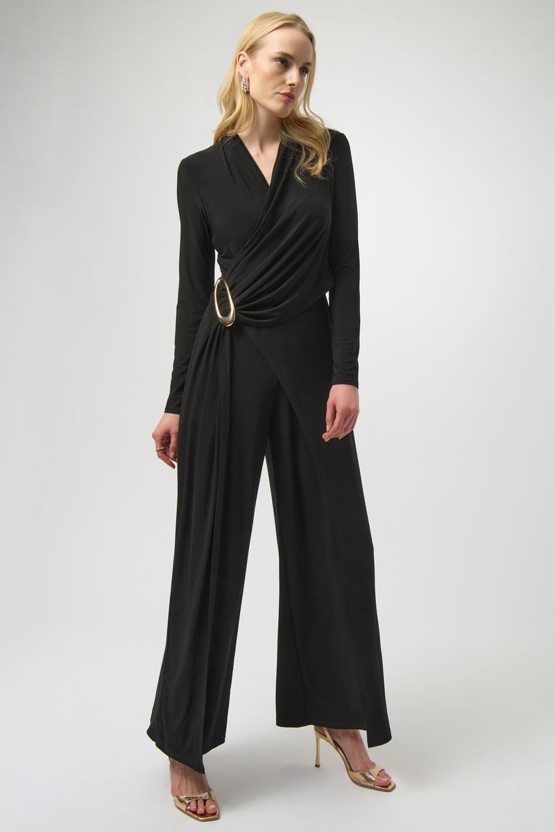 JOSEPH RIBKOFF // 254013 FORMAL VEE NECK JUMPSUIT BLACK