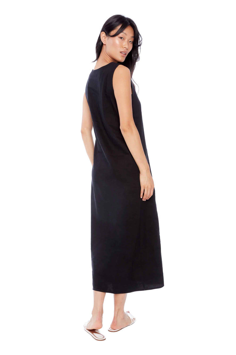 I LOVE TYLER MADISON // 259000 SLEEVELESS LINEN DRESS BLACK