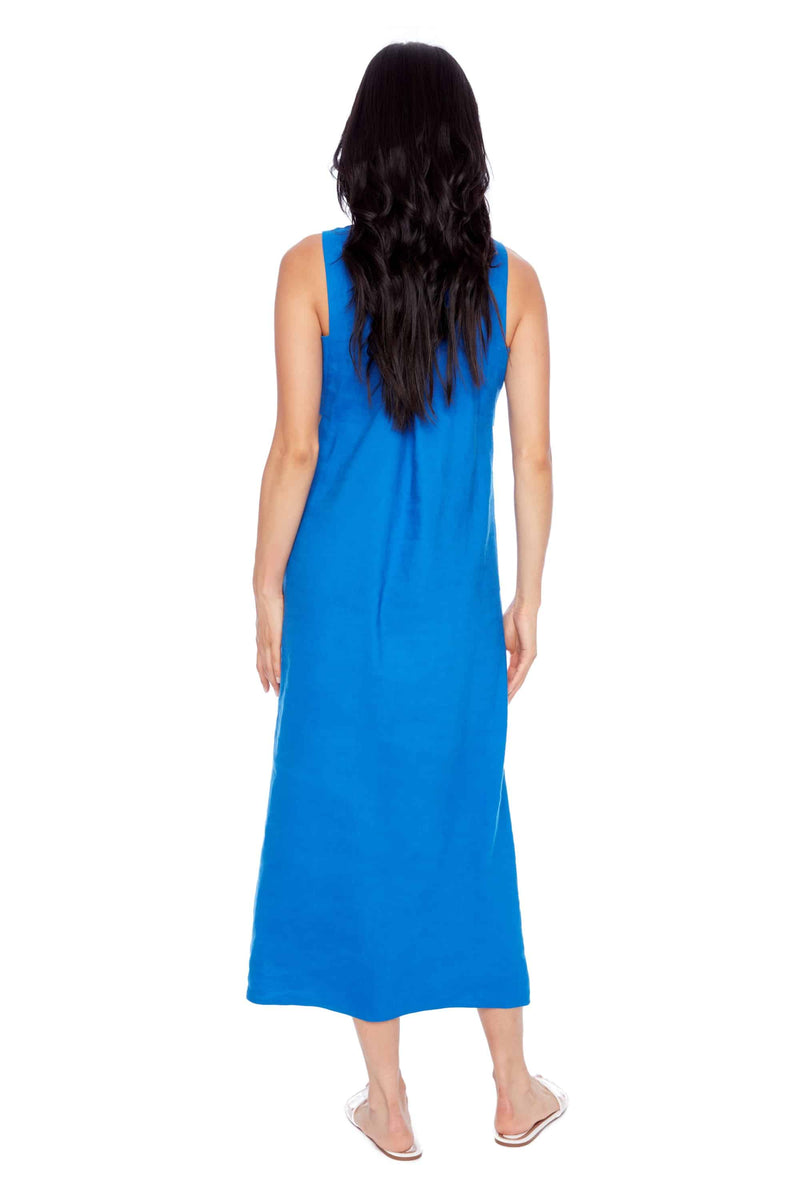 I LOVE TYLER MADISON // 259000 SLEEVELESS LINEN DRESS LAPIS BLUE