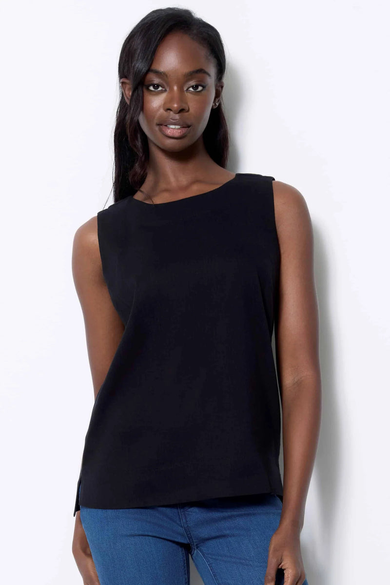 UP! // 30394 LINEN TANK BLACK