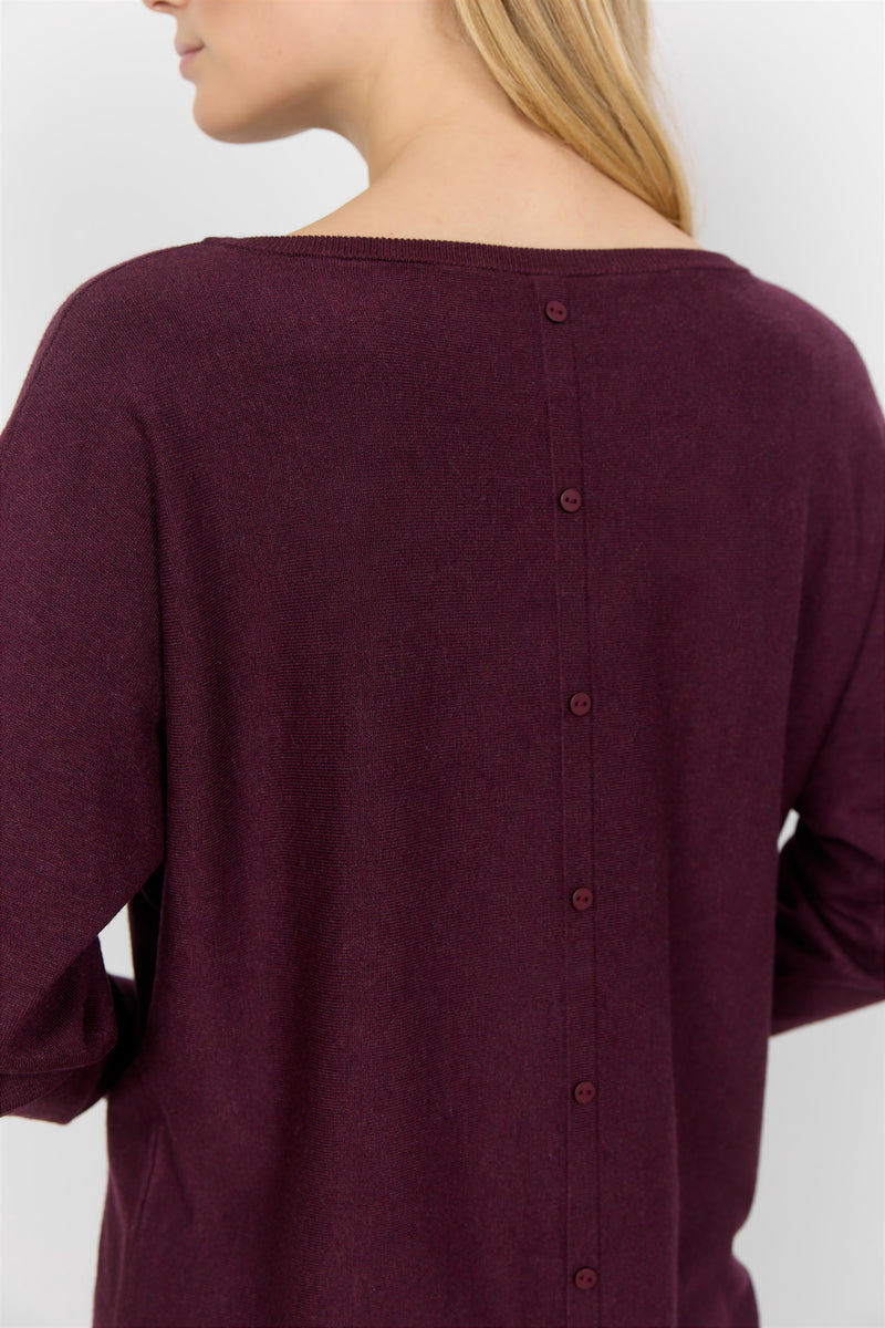 SOYA CONCEPT // SC-DOLLIE 620 SWEATER WITH BACK BUTTON DETAIL MERLOT