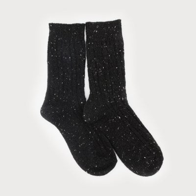 CARACOL // 5103-BLK CABLE KNIT SOCKS