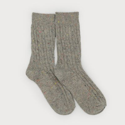 CARACOL // 5103-GRY CABLE KNIT SOCKS