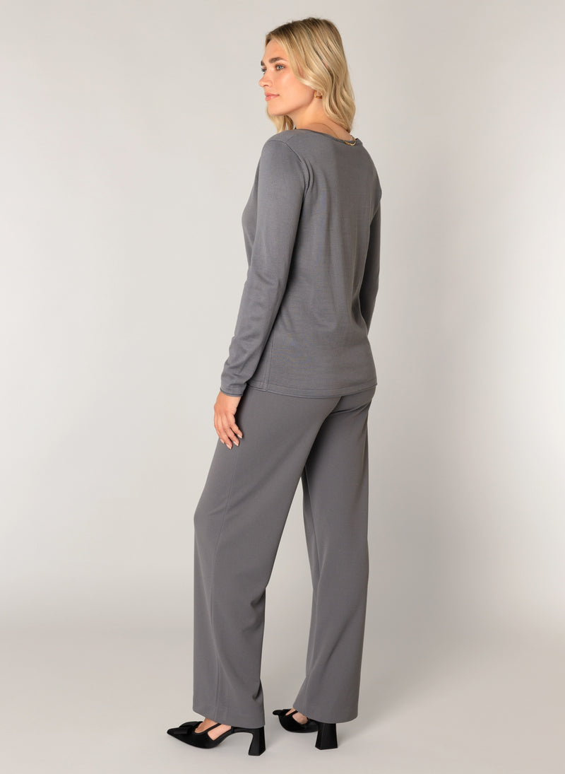 YEST // 6000024 YOLA KNIT TOP DARK GREY