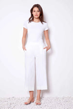 UP! // 68420 CROPPED PULL ON LINEN PANT WHITE