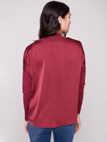 CHARLIE B // 1345RR SATIN KNIT TOP CABERNET