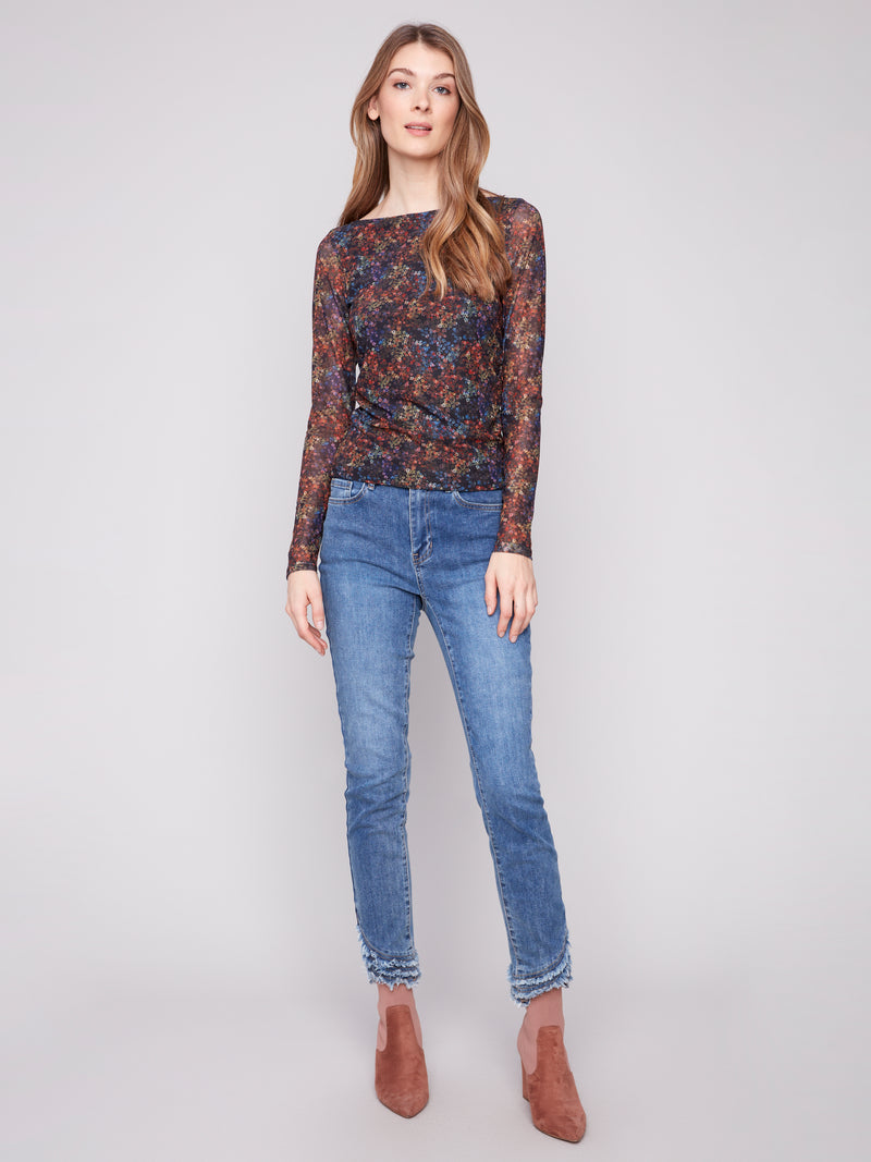 CHARLIE B // 1409 PRINTED MESH TOP
