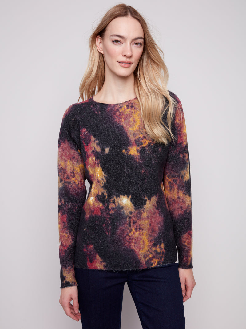 CHARLIE B // 2268Y  REVERSIBLE CREW NECK SWEATER OMBRE