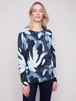 CHARLIE B // 2268Y  REVERSIBLE CREW NECK SWEATER BLUE SLUSH