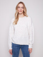 CHARLIE B // 2526X  BRAIDED LOVE SWEATER ECRU