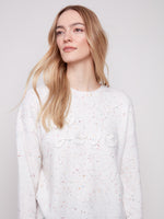CHARLIE B // 2526X  BRAIDED LOVE SWEATER ECRU