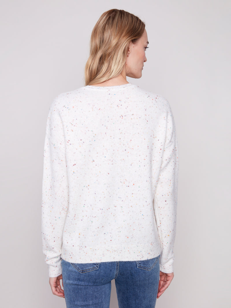 CHARLIE B // 2526X  BRAIDED LOVE SWEATER ECRU