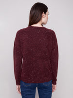 CHARLIE B // 2526X  BRAIDED LOVE SWEATER CABERNET