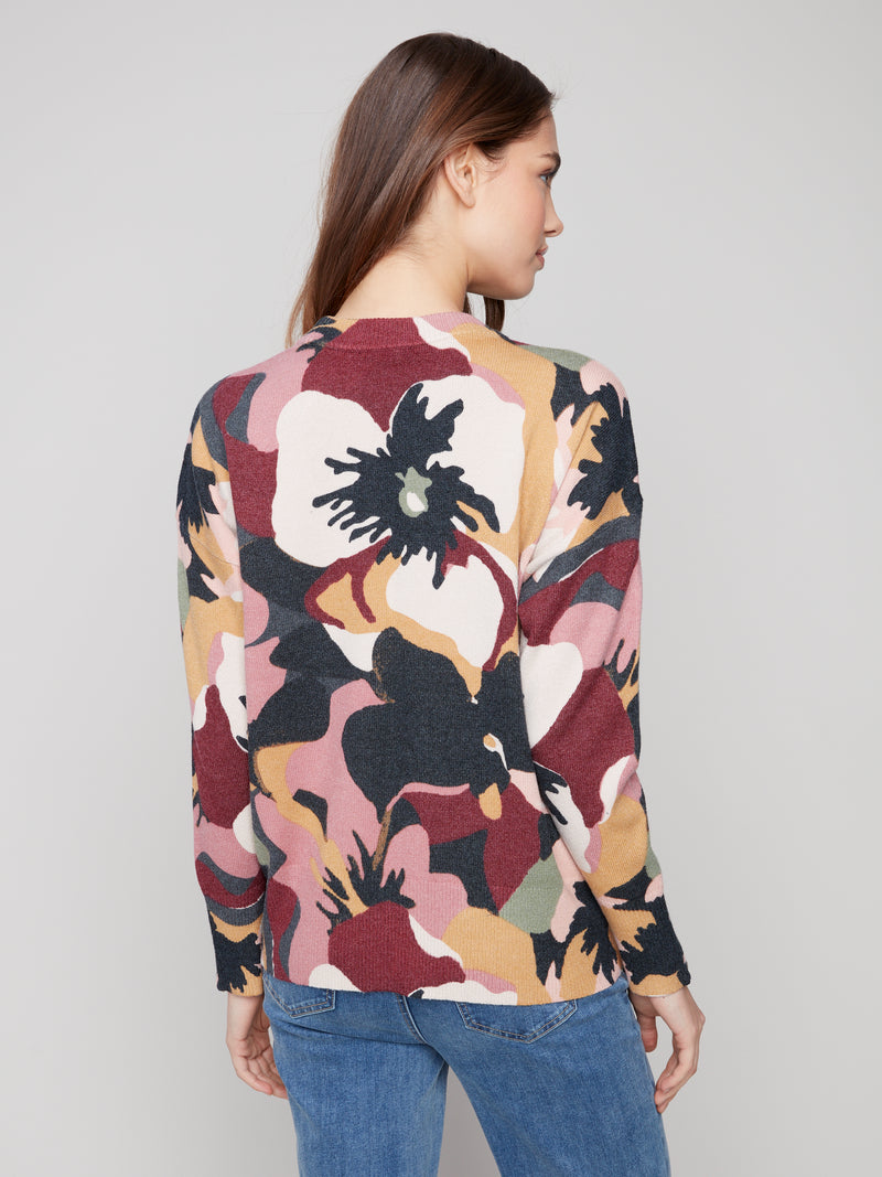 CHARLIE B // C2574RR MOCK NECK SWEATER WITH ZIPPER DETAILS